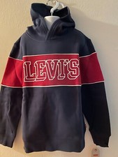 Boy's Levi's Long Sleeve Bold Logo At Chest Pullover Hoodie Size M 10/12 NWT