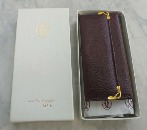 PORTACHIAVI ORIGINALE MUST DE CARTIER KEYRING VINTAGE ACCESSORI PELLE  LEATHER M | eBay