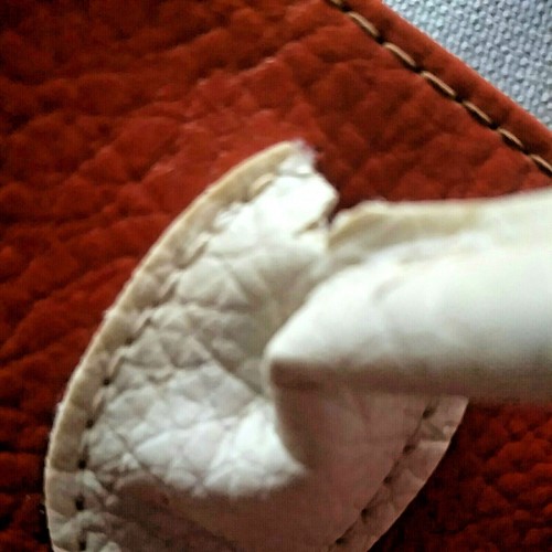 X-MOOM Vintage 1900's Orange & White Striped Tote Zip Pocket Handbag - Picture 5 of 7