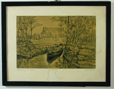 Karl Pabst ''Frühling im Moor'' Kohlezeichnung auf Papier