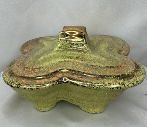 Vintage lime green gold covered dish capri italy italian bowl table art - Picture 1 of 8