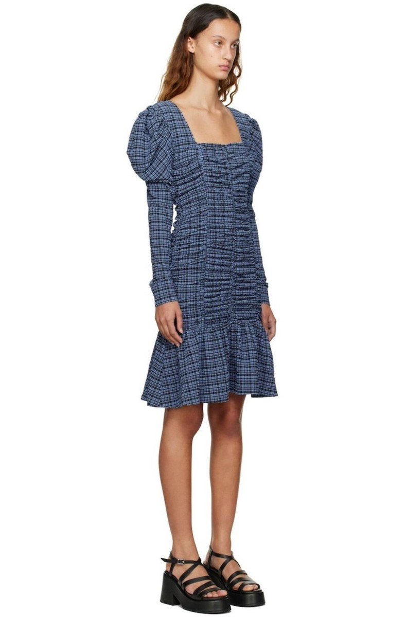 ★Ganni★ Stretch seersucker cut-out mini dress Lovemotion F GANNI Seersucker Cutout Mini Dress in Love Potion | endource