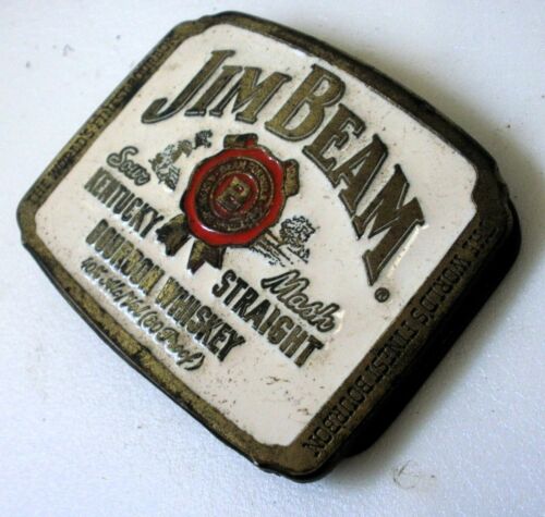 VINTAGE JIM BEAM BOURBON WHISKEY METAL ENAMALED GREAT USA MADE BELT BUCKLE ! - Picture 8 of 9