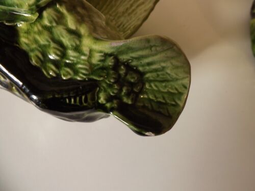 Antique Victorian Pair of Majolica Swan Planters-Condition With Associated Wear - Foto 10 di 11