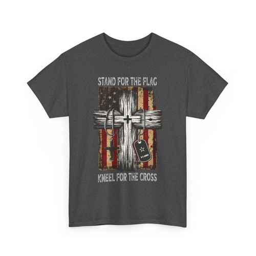 Stand for the Flag Kneel for the Cross Shirt Christian USA Patriotic Tee Gift - Picture 6 of 7
