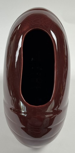 Vintage Haeger Pottery Burgundy Red Asymetrical Crisscross Pillow Vase - Picture 3 of 15