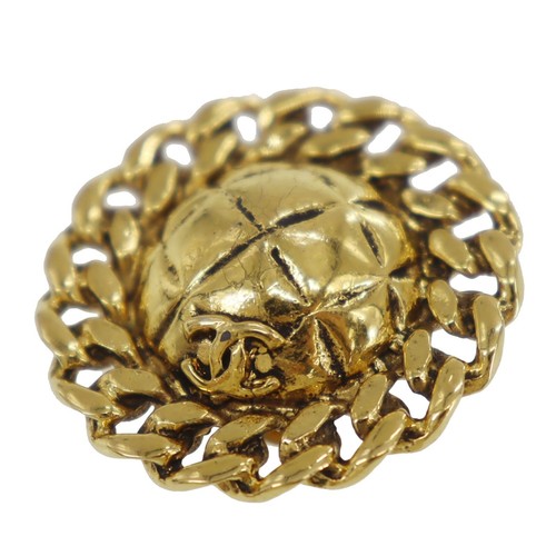 CHANEL Used Round Logos Chain Motif Earrings Gold Clip-On Vintage #BK663 S - Picture 6 of 10