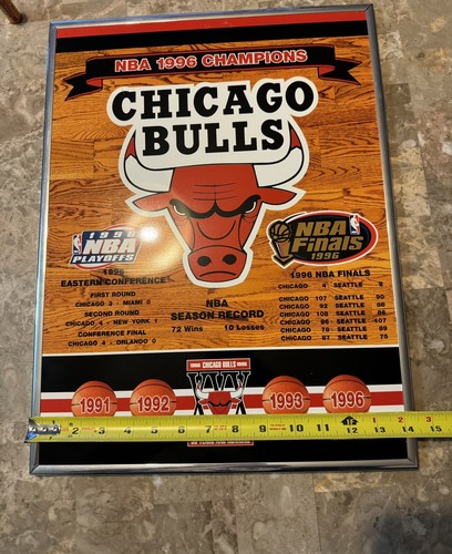 1996 NBA Champions Chicago Bulls Poster with Frame 19.5"x14.5" NBA Finals 72-10 - Picture 6 of 6