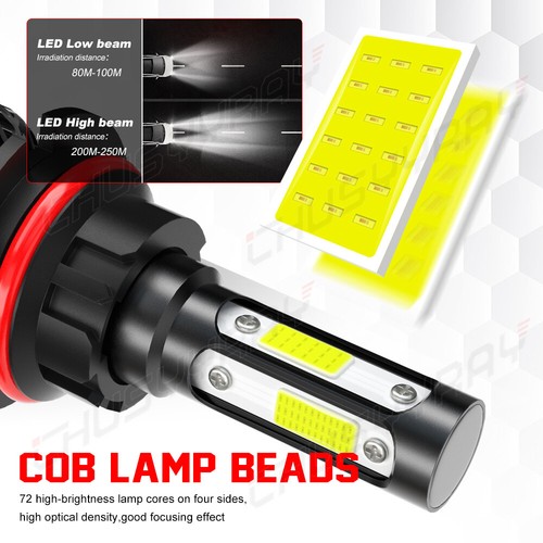 2x 9007 HB5 LED Headlight Bulbs Kit 6000K White High Low Beam Light Super Bright - Picture 6 of 10