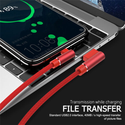 90 right angle USB C Cable 3A Fast Charge USB A to Type C Charger Cord 1M 2M 3M - Picture 7 of 15
