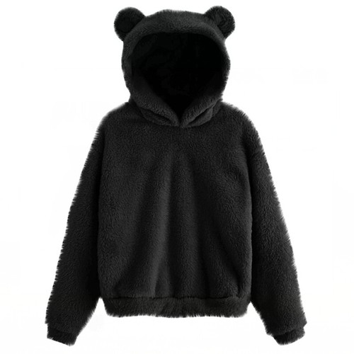 Women's Long Sleeve Teddy Bear Ear Hooded Sweatshirts Ladies Fluffy Hoodies Top - Picture 24 of 26