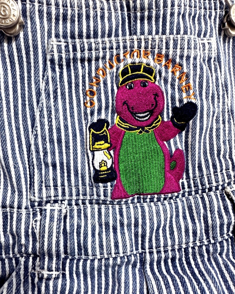 Vintage 90s Barney Overalls Train Conductor Size 2T RARE Lyons
