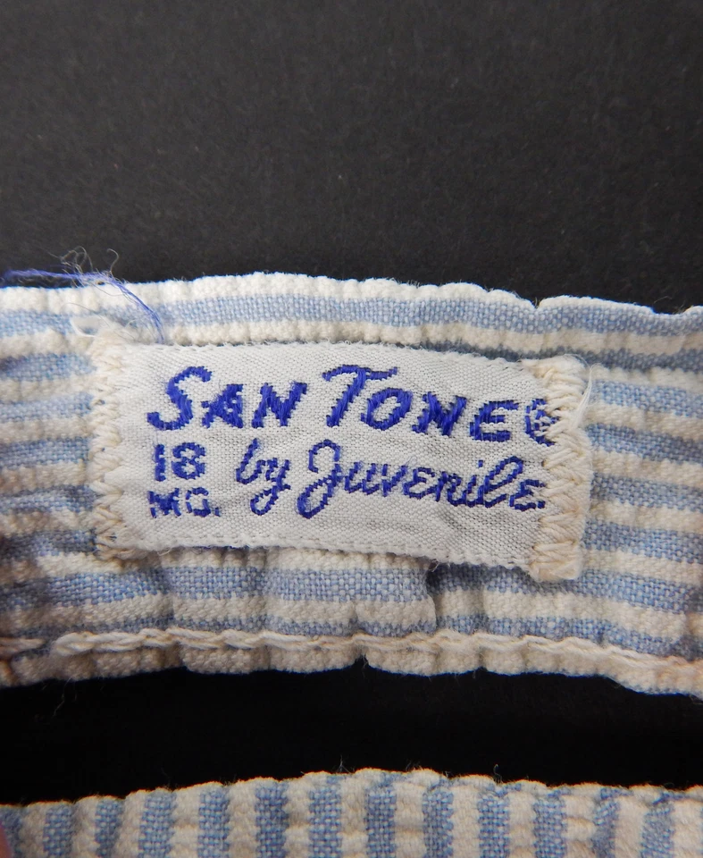 Pantalones Cortos con Tirantes de Algodón a Rayas Azules SanTone Años 50 De Colección Niño Pequeño Talla 18 meses Foto 4 de 4