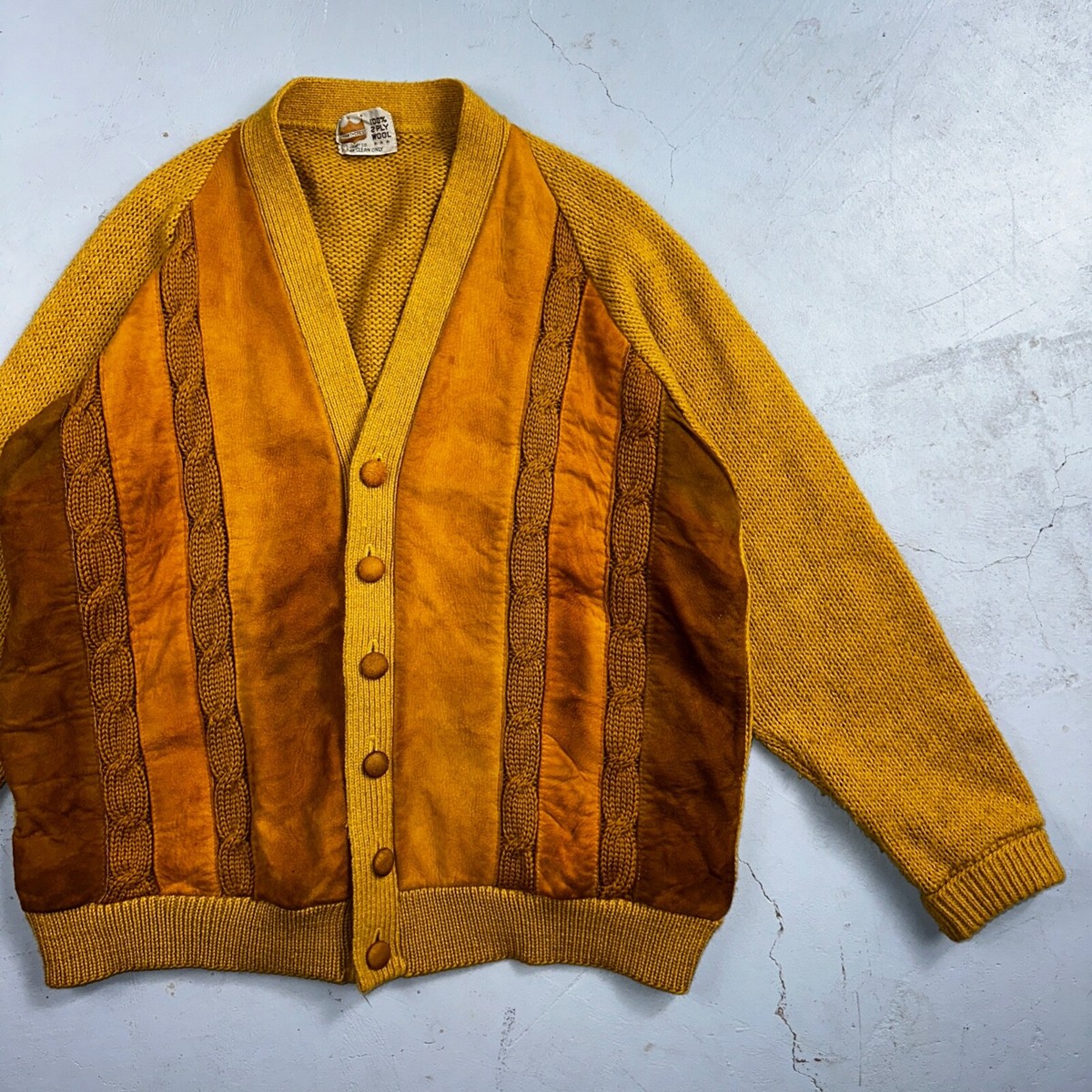 Vintage 60s Grant Crest Wool Cardigan Sweater M Yellow Vintage 60s Grant Crest Wool Cardigan Sweater M Yellow