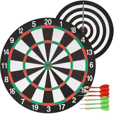 Self Healing Bristle Dartboard w/6 Steel Tip Darts,Official 17'' Wide Dart Board
