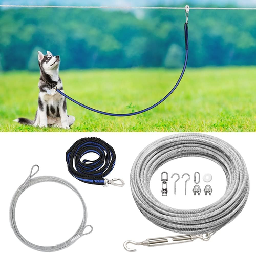 Dog Tie Out Cable, 75Ft Dog Trolley Runner Cable for Dogs up to 250Lbs, Dog Lead