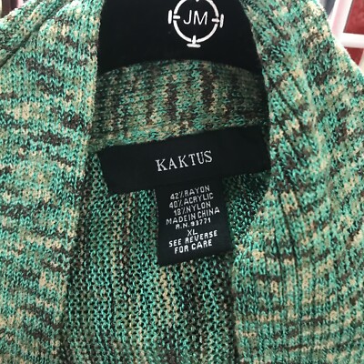 Kaktus Green Open Knit Lightweight Cardigan Sweater Size XL | eBay