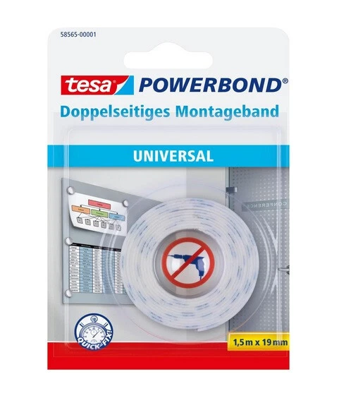 Tesa ® Powerbond ® Doppelseitiges Montageband Universal 1,5mx19mm 58565-00001