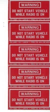 Historical book DA Label - WARNING Do Not Start Vehicle While Radio Is On, 1980
