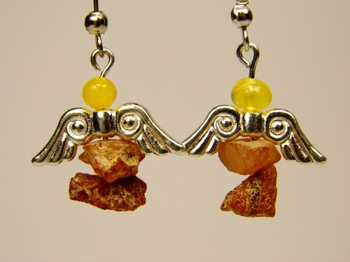 Baltic Amber Angel Dangle Drop Earrings Natural Stone Genuine Gemstone 0949 - Bild 1 von 9