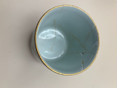 2 Vintage Japanese Yunomi Lidded Teacups Kutani Ware Mountains & Peacocks Meiji - Bild 13 von 13
