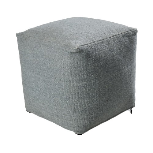 DECORDEC Luxury Square Grey Flatweave Ottomon Pouf