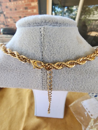 Unisex Gold Tone Diamond Cut Rope Twist Chain To 18" - Picture 6 of 6