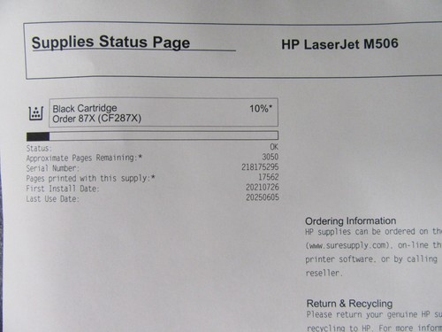 HP LaserJet Enterprise M506DN B&W A4 Printer, Duplex, Network, WARRANTY! - Afbeelding 4 van 5