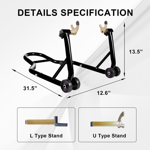 BIG RED Motorcycle Stand Adjustable Sport Bike Front,Rear Wheel Lift,BLACK - Picture 3 of 7