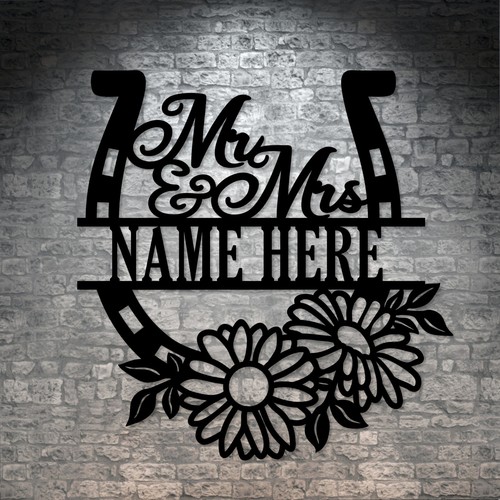 Personalized Horse Theme Wedding Name Metal Sign. Custom Mr & Mrs Wall Decor - Picture 7 of 7