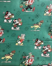 Disney Mickey Mouse Friends Christmas Presents Cotton Fabric FQ 18 X21