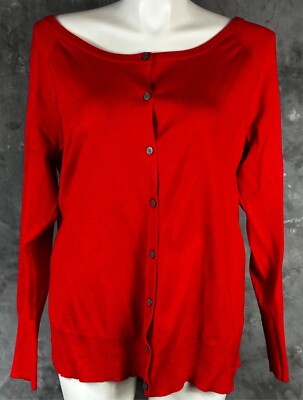 Lane Bryant Cool Red Wide Neck Cardigan Sweater sz 18/20 (15087)