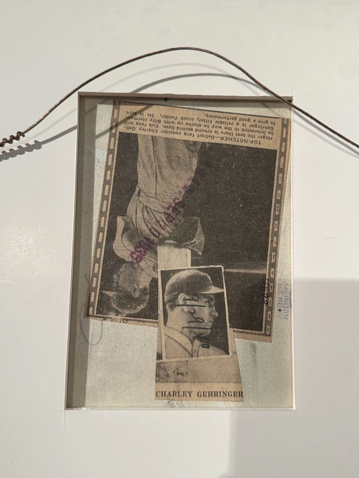 Firma de corte Charley Gehringer con foto enmarcada y recortes de periódicos Tigres Foto 4 de 4