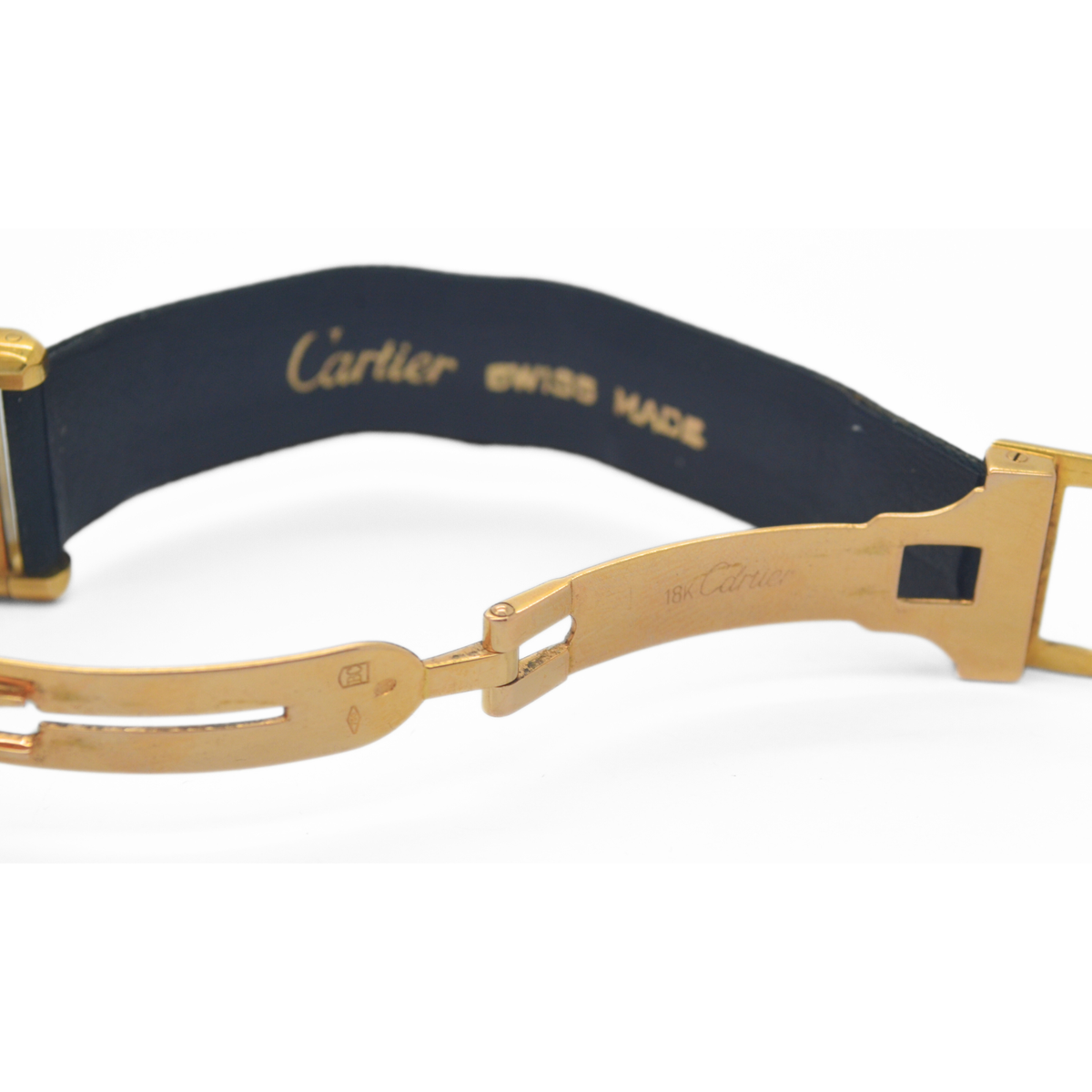 CARTIER Tank Louis 18K Yellow Gold Swiss Black Strap 21x28mm Watch