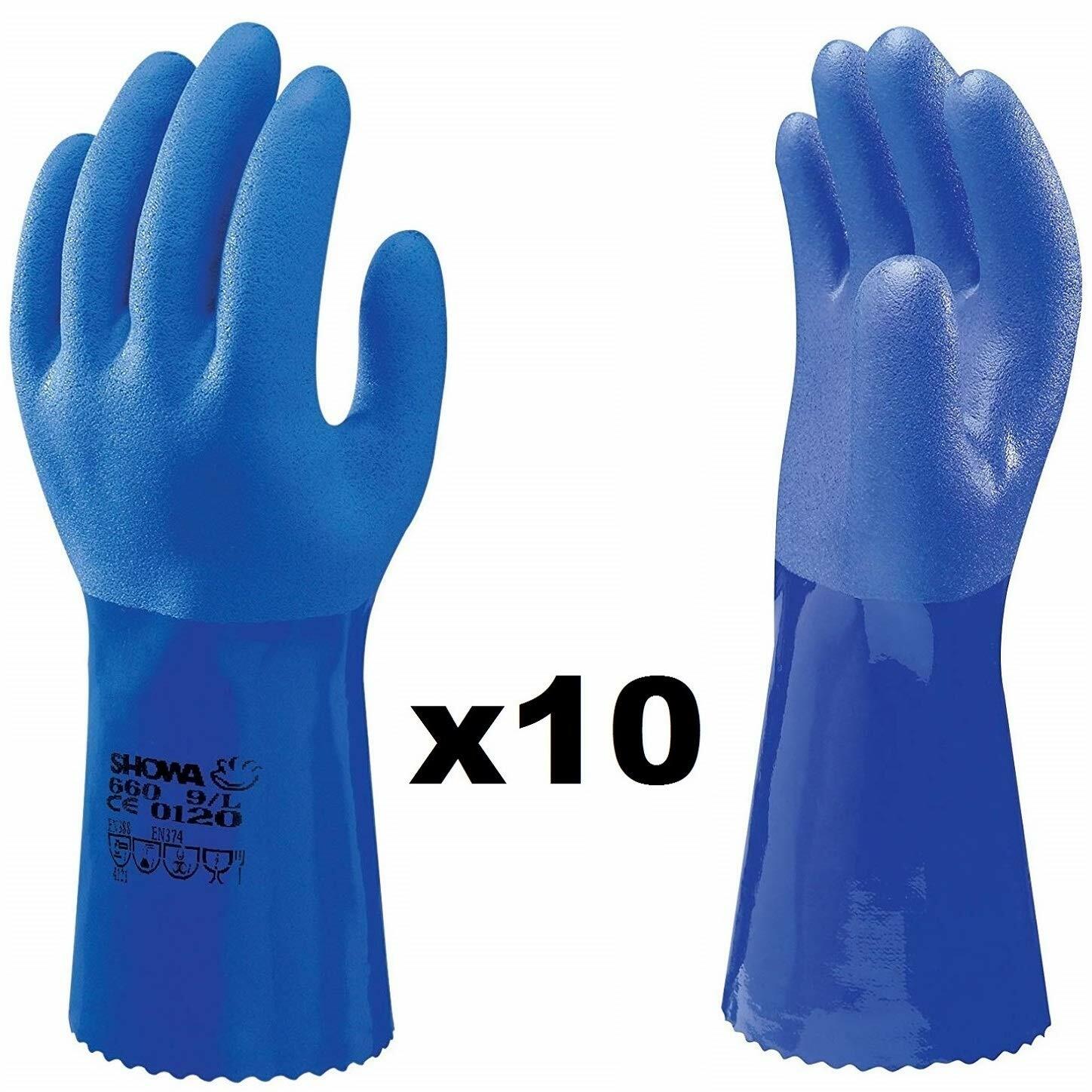 Gants SHOWA 660 étanches PVC contre la corrosion chimique et la fatigue des mains