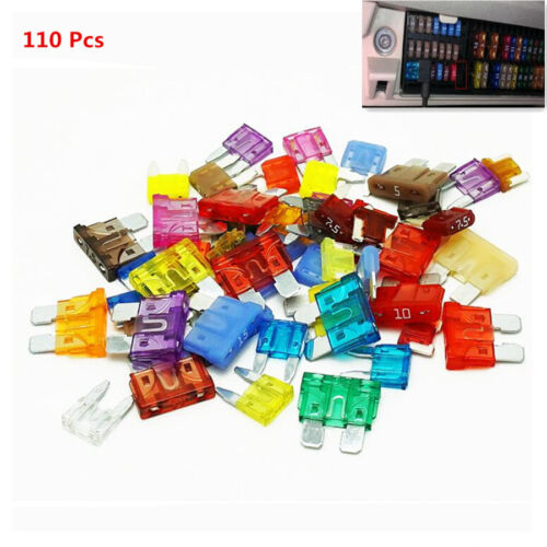 110x Car Low Profile Micro Blade Fuse Box 2 3 5 7.5 10 15 20 25 30Amp Assortment - Picture 1 of 9