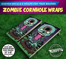 Zombie Cornhole Vinyl Decals, Bag Toss Illustrated Custom Halloween Board Wraps