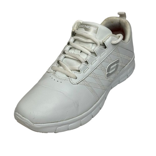 Sketchers Memory Foam Relax Fit bequeme Sneaker weiße Schnürschuhe Größe 7,5