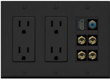 2 Speaker 4 Banana Binding Post Wall Plate 1 HD 1 RCA Jack 2 Outlet Black