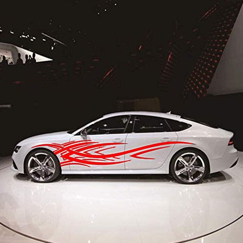 2pcs 94'' Red Flame Flow Totem Car Body Side Door Fender Vinyl Decal Sticker - Picture 4 of 10