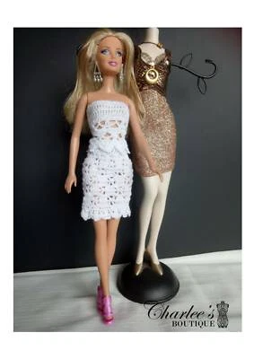 Barbie Doll Crochet 2pcs Mini Dress White Made In Perth