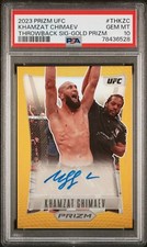 2023 UFC Prizm Khamzat Chimaev Throwback Signatures AUTO GOLD 2/10 Auto PSA 10