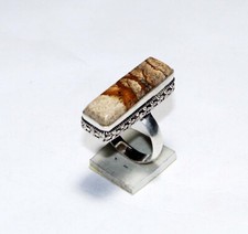 Crazy Lace Agate Gemstone Fancy Shape Handmade Ring Jewelry Size 7.5 Inches