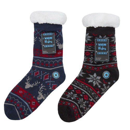 Jungen Kinder warme kuschelige Fairisle Lounge Socken Anti-Rutsch Greifer Geschenk 12-6 - Bild 2 von 6