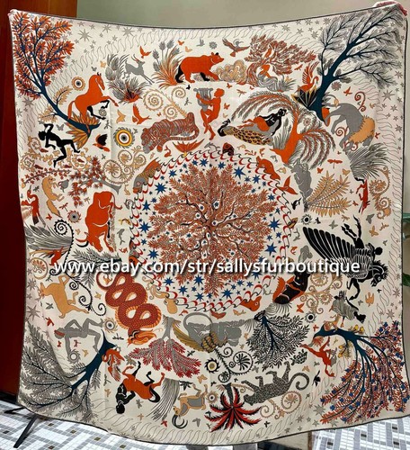 Sallys 70% Cashmere & 30% Silk Wrap Scarf Tribal Animal Print 2 Face Shawl 53" - Picture 31 of 67