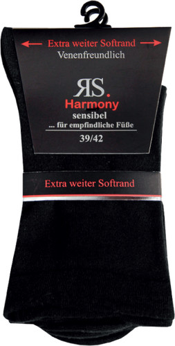 10 Paar RS. Harmony 31124 Gesundheitssocken ohne Gummi SCHWARZ 39-42, 43-46 - Picture 1 of 2