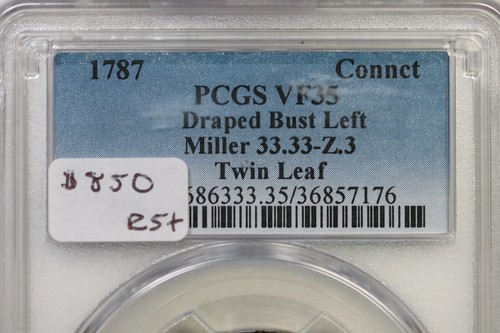 1787 M 33.33-Z.3 R-5+ PCGS VF 35 Connecticut Colonial Copper Coin - Picture 3 of 3
