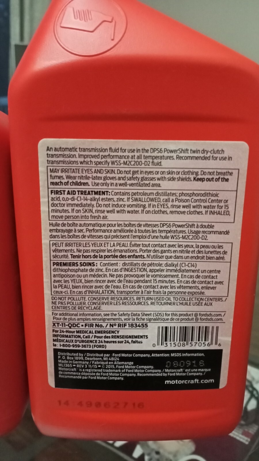 Ford Dual Clutch Transmission Fluid XT-11-QDC WSS-M2C200-D2 in Canada ...