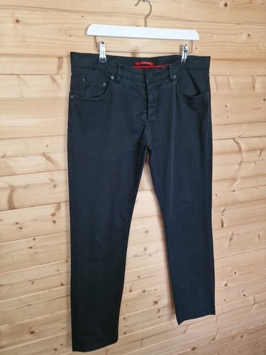 Pantalone chino Prada uomo linea rossa linea rossa blu navy W35xL32 cotone - Foto 7 di 18