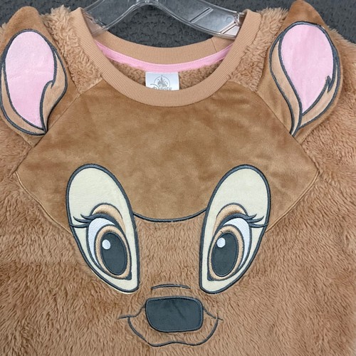 Disney Sweater Girls Size 7-8 Brown Fleece Bambi Pullover Cartoon Soft Cute - Picture 8 of 9